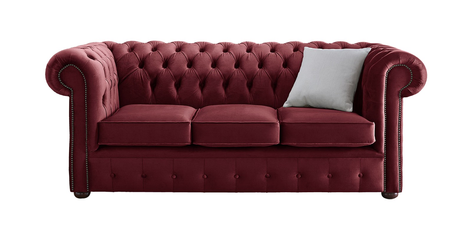 Product photograph of Chesterfield 3 Seater Malta Red Velvet Fabric Sofa In Classic Style from Chesterfield Sofas