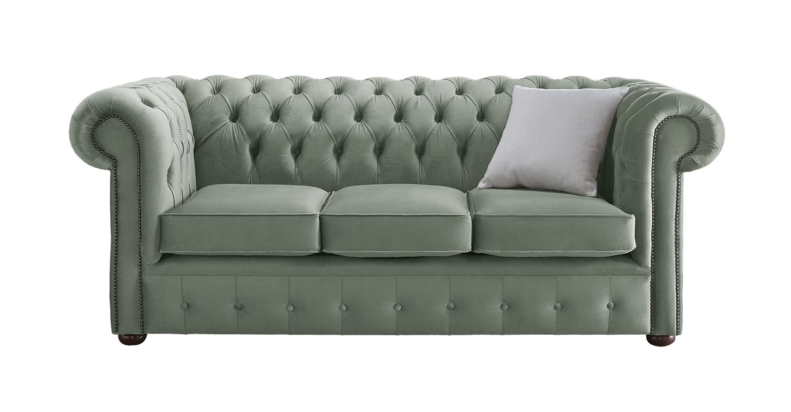 Product photograph of Chesterfield 3 Seater Malta Seaspray Blue Velvet Fabric Sofa In Classic Style from Chesterfield Sofas