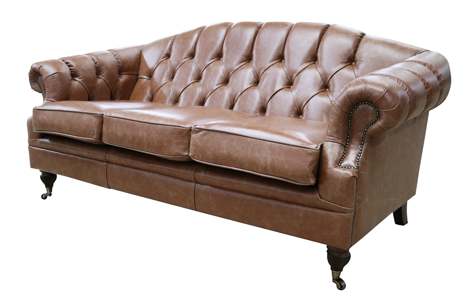 Product photograph of Chesterfield 3 Seater New England Saddle Leather Sofa Settee In Victoria Style from Chesterfield Sofas.