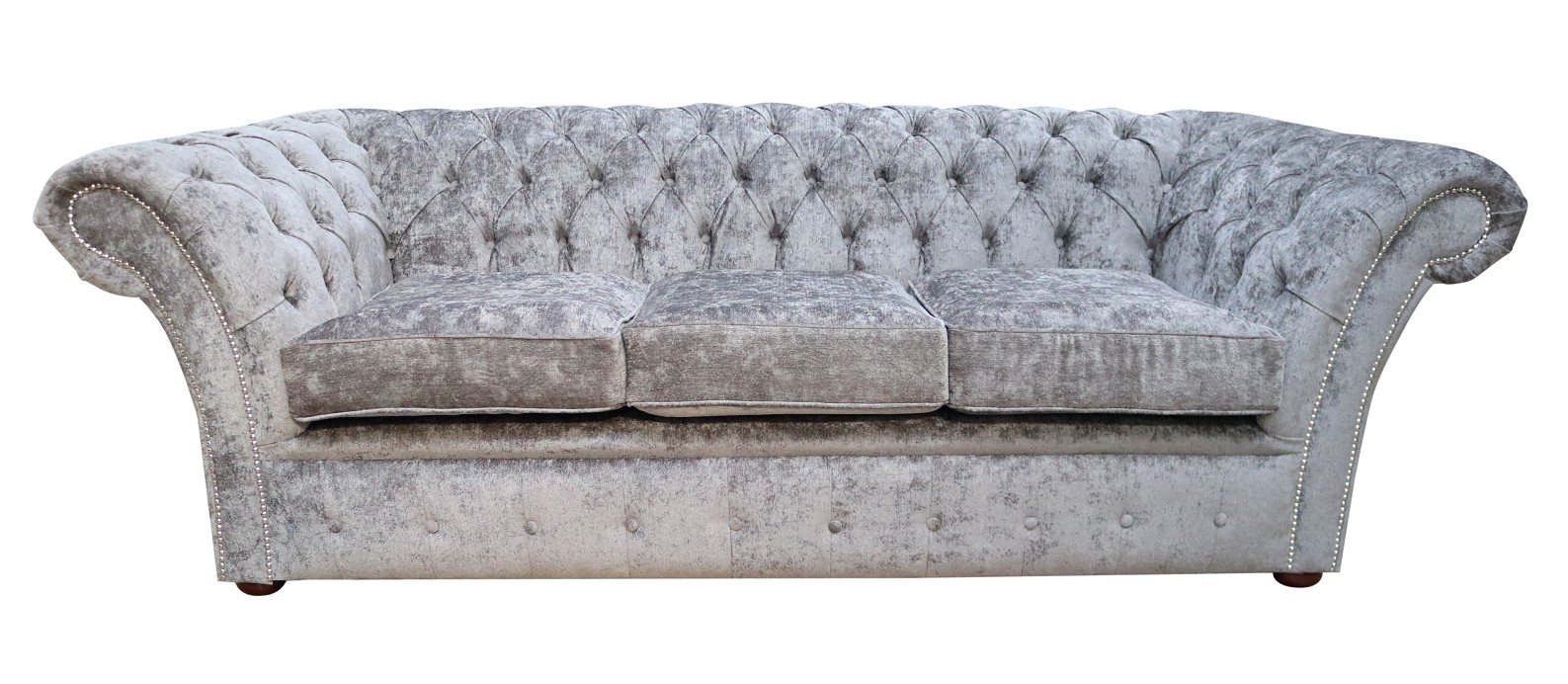 Product photograph of Chesterfield 3 Seater Nuovo Ash Grey Fabric Sofa Settee Bespoke In Balmoral Style from Chesterfield Sofas