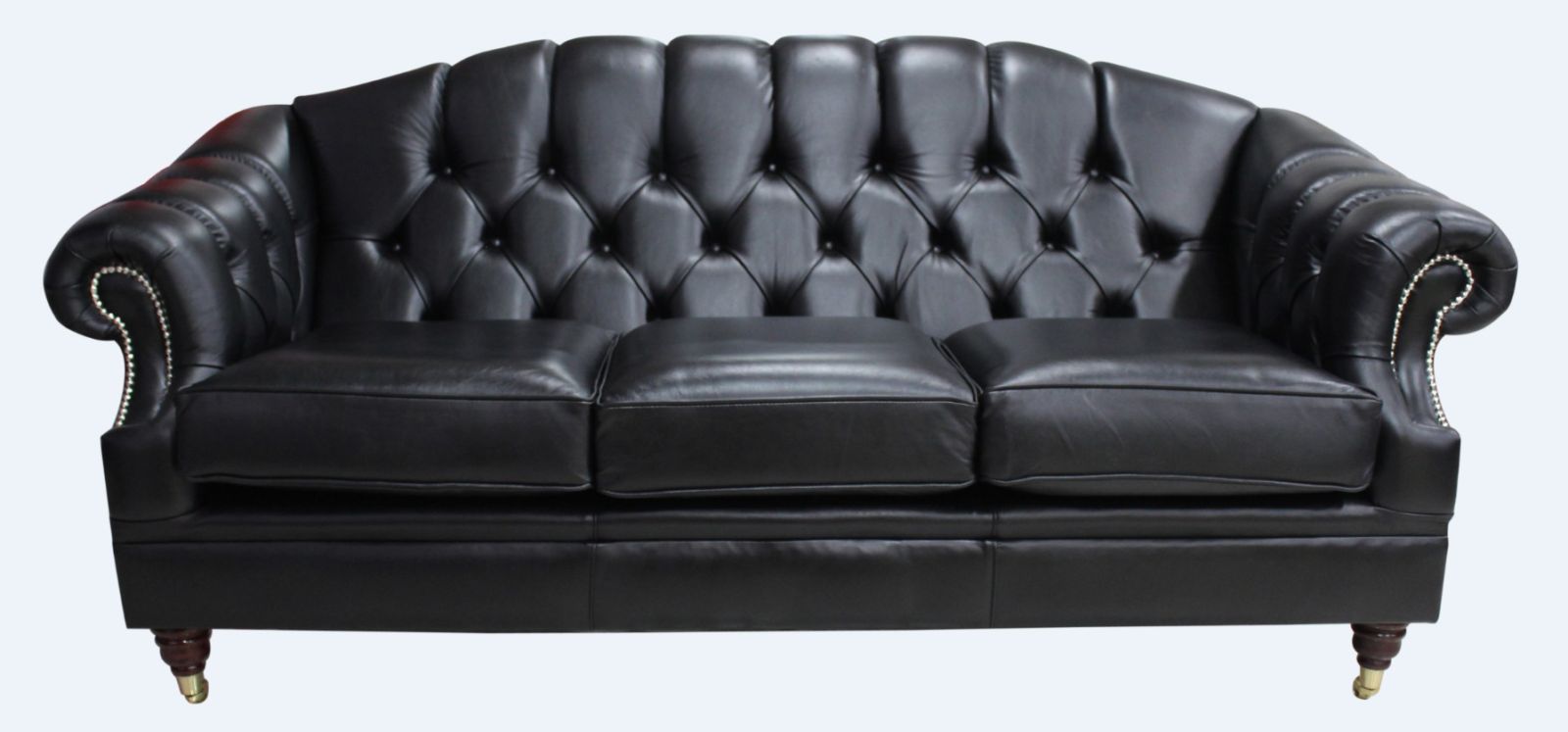 Product photograph of Chesterfield 3 Seater Old English Black Leather Sofa Settee Bespoke In Victoria Style from Chesterfield Sofas