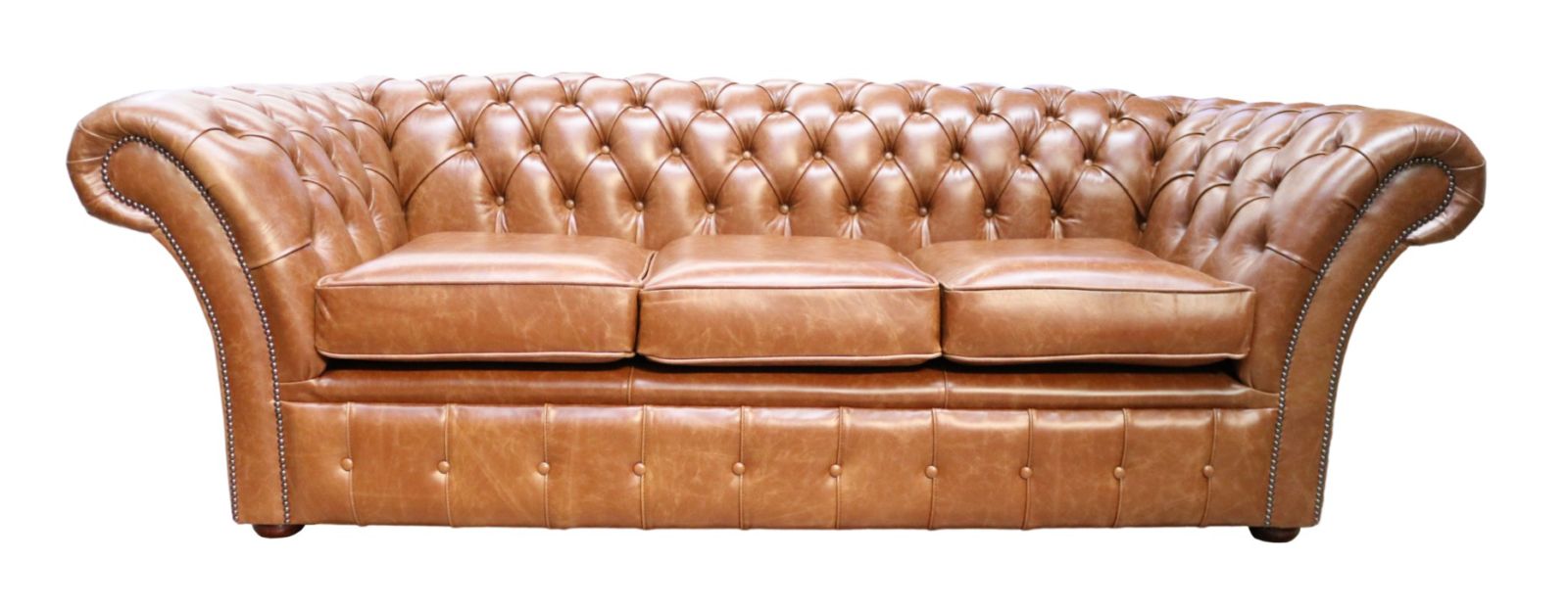 Product photograph of Chesterfield 3 Seater Old English Buckskin Leather Sofa Settee In Balmoral Style from Chesterfield Sofas