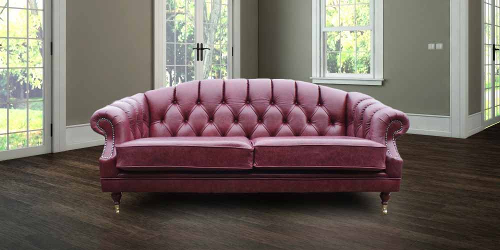 Product photograph of Chesterfield 3 Seater Old English Burgandy Leather Sofa Settee Bespoke In Victoria Style from Chesterfield Sofas