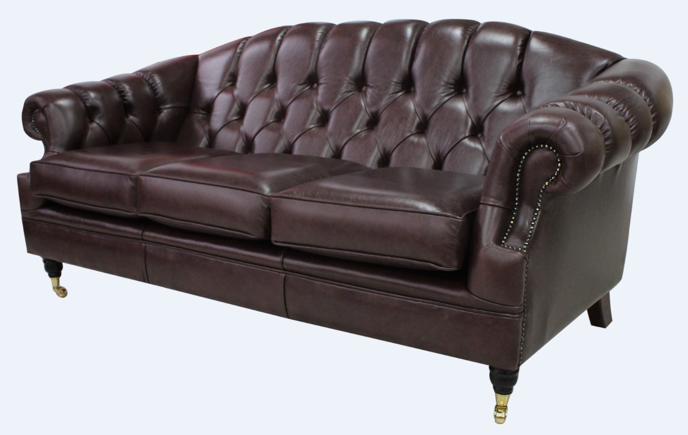 Product photograph of Chesterfield 3 Seater Old English Dark Brown Leather Sofa Settee Bespoke In Victoria Style from Chesterfield Sofas.