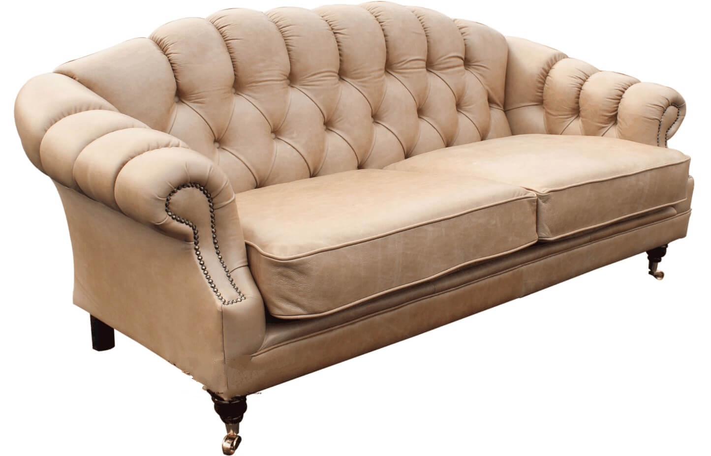 Product photograph of Chesterfield 3 Seater Old English Parchment Real Leather Sofa In Custom Made Victoria Style from Chesterfield Sofas.