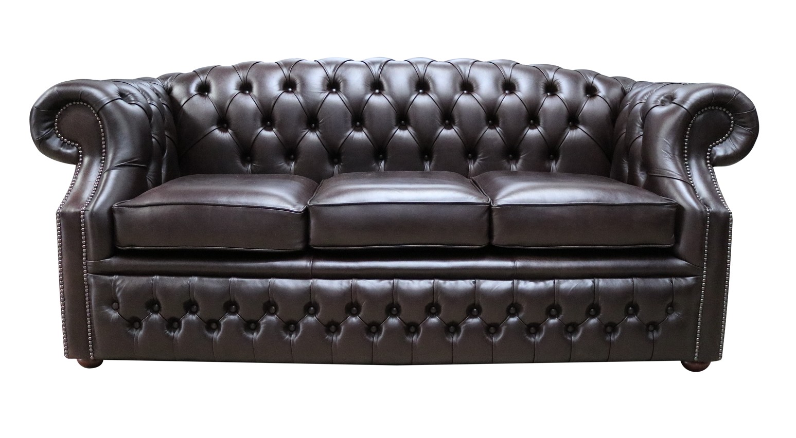 Product photograph of Chesterfield 3 Seater Old English Smoke Leather Sofa In Buckingham Style from Chesterfield Sofas