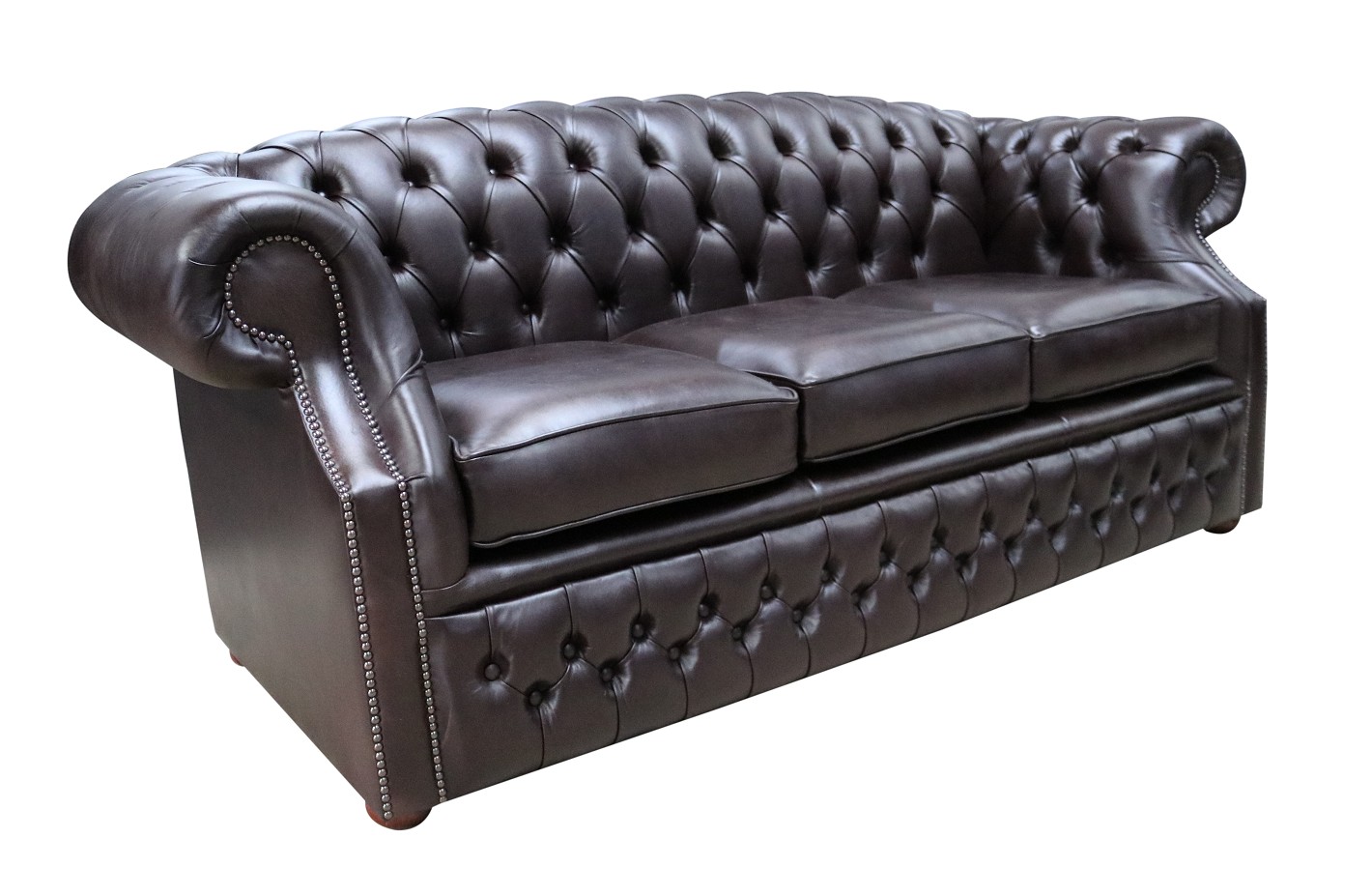 Product photograph of Chesterfield 3 Seater Old English Smoke Leather Sofa In Buckingham Style from Chesterfield Sofas.