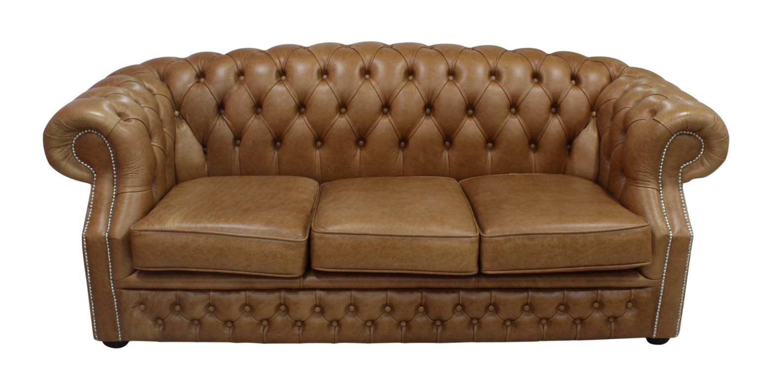 Product photograph of Chesterfield 3 Seater Old English Tan Leather Sofa Bespoke In Buckingham Style from Chesterfield Sofas
