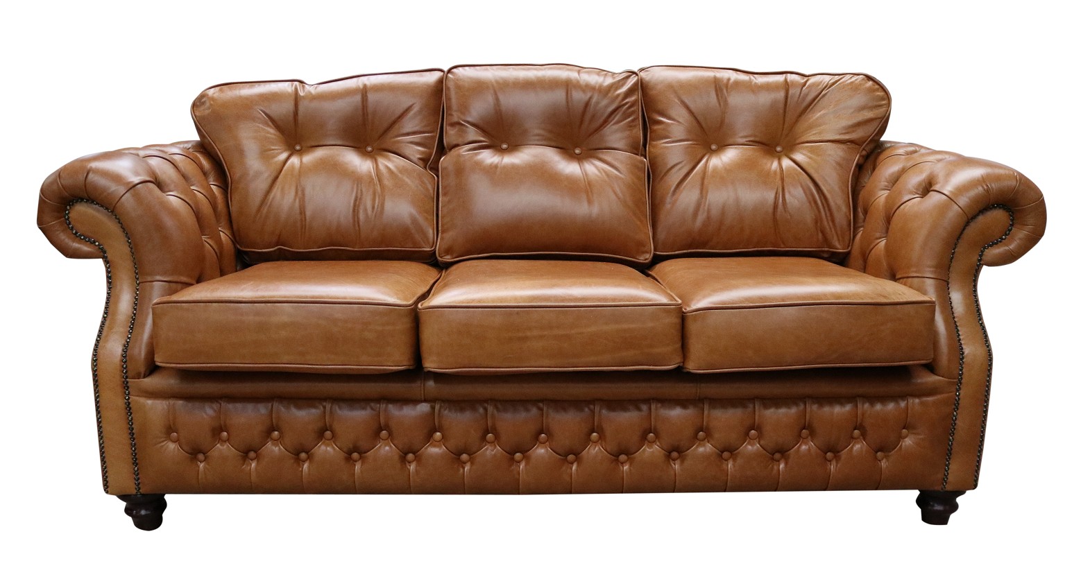 Product photograph of Chesterfield 3 Seater Old English Tan Leather Sofa Bespoke In Era Style from Chesterfield Sofas