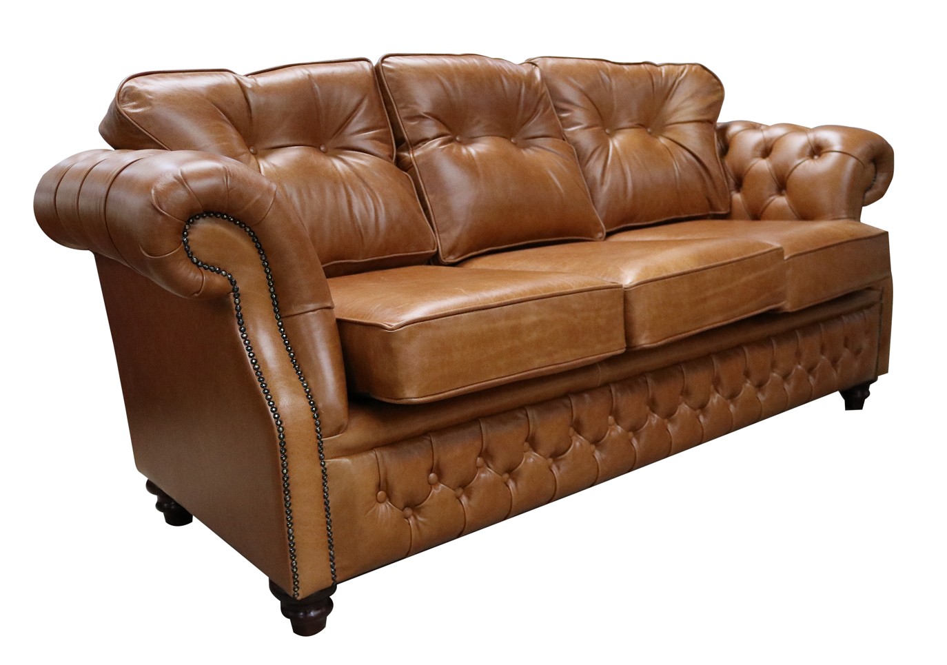 Product photograph of Chesterfield 3 Seater Old English Tan Leather Sofa Bespoke In Era Style from Chesterfield Sofas.
