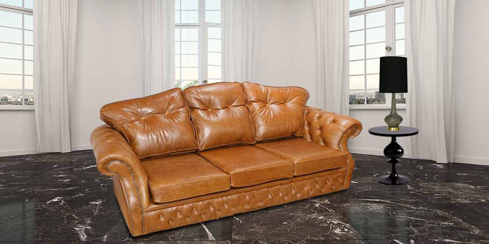 Product photograph of Chesterfield 3 Seater Old English Tan Leather Sofa Settee Bespoke In Era Style from Chesterfield Sofas