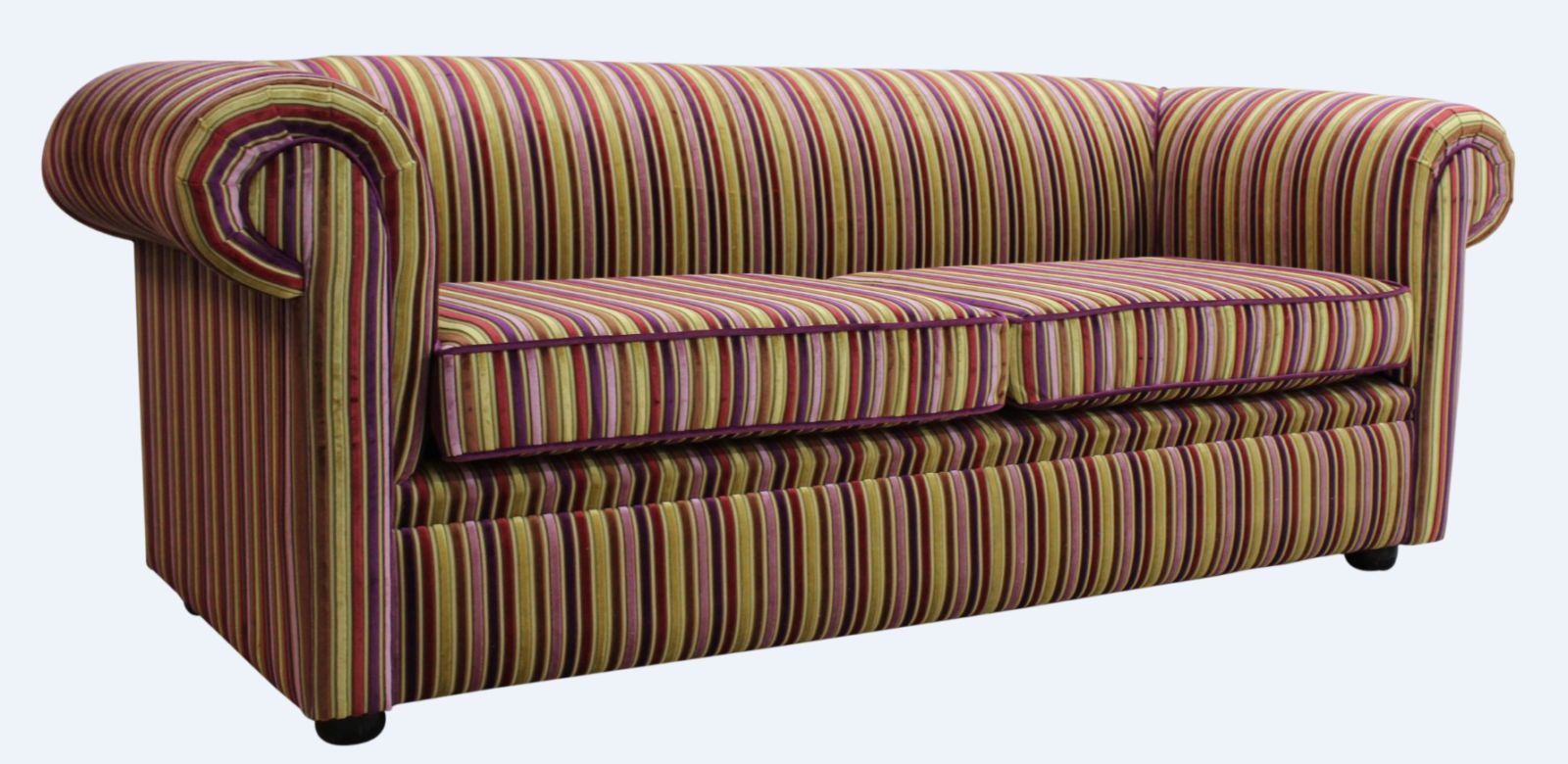 Product photograph of Chesterfield 3 Seater Riga 08 Thin Stripe Velvet Fabric Sofa In 2 Cushions Style from Chesterfield Sofas.