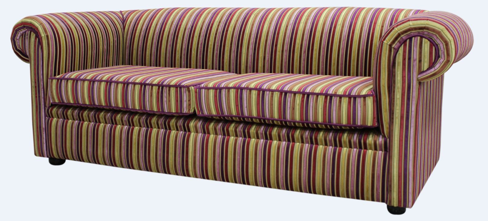 Product photograph of Chesterfield 3 Seater Riga 08 Thin Stripe Velvet Fabric Sofa In 2 Cushions Style from Chesterfield Sofas.
