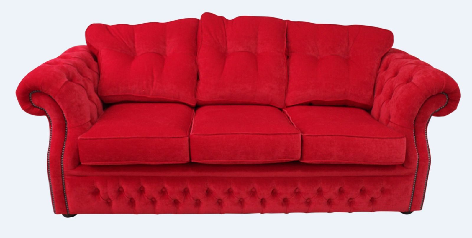 Product photograph of Chesterfield 3 Seater Rouge Red Fabric Sofa Settee Bespoke In Era Style from Chesterfield Sofas