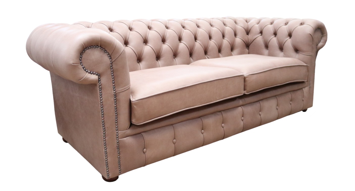 Product photograph of Chesterfield 3 Seater Selvaggio Beaver Brown Leather Sofa Settee In Classic Style from Chesterfield Sofas