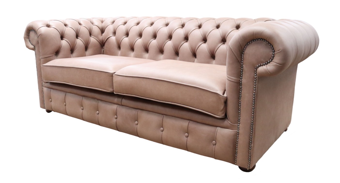 Product photograph of Chesterfield 3 Seater Selvaggio Beaver Brown Leather Sofa Settee In Classic Style from Chesterfield Sofas.