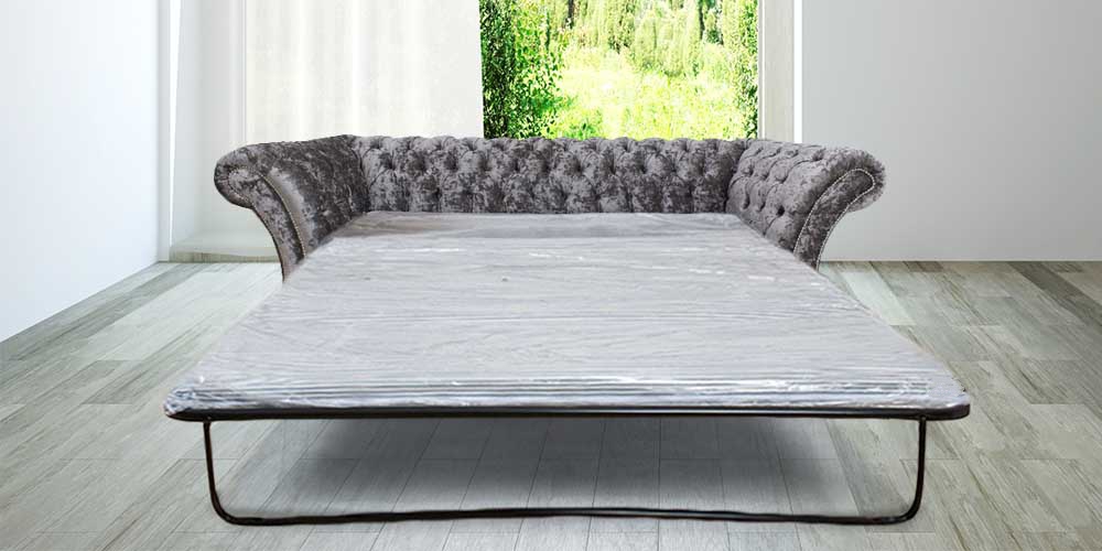 Product photograph of Chesterfield 3 Seater Senso Fossil Grey Fabric Sofabed In Balmoral Style from Chesterfield Sofas
