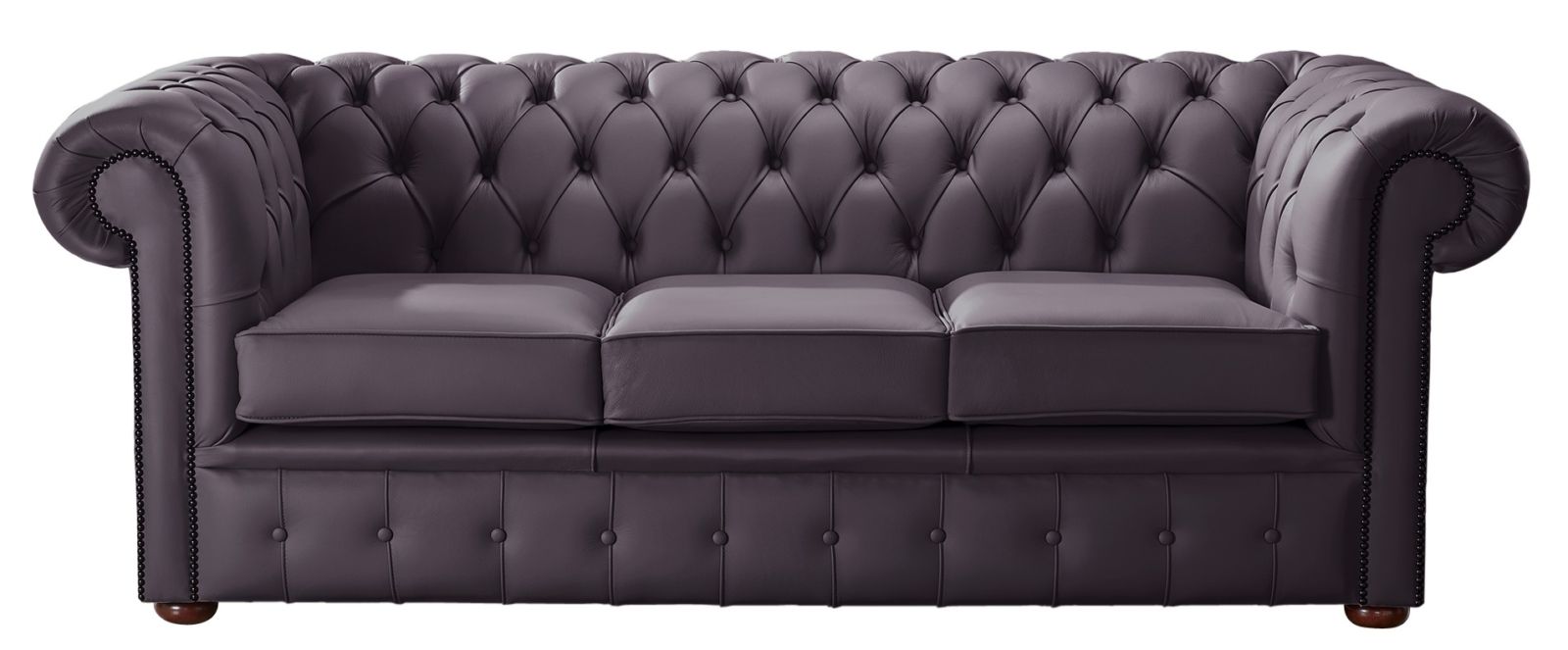 Product photograph of Chesterfield 3 Seater Shelly Amethyst Leather Sofa Bespoke In Classic Style from Chesterfield Sofas