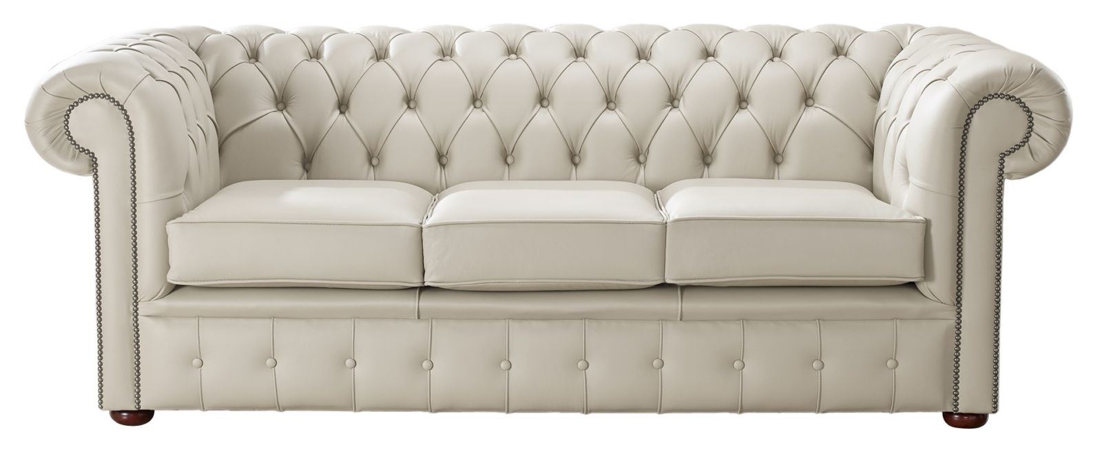 Product photograph of Chesterfield 3 Seater Shelly Beige Leather Sofa Bespoke In Classic Style from Chesterfield Sofas