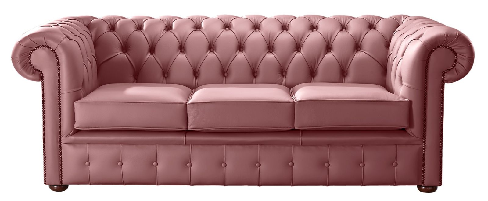 Product photograph of Chesterfield 3 Seater Shelly Brick Red Leather Sofa Bespoke In Classic Style from Chesterfield Sofas