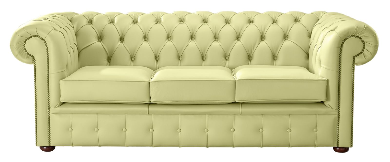 Product photograph of Chesterfield 3 Seater Shelly Chartreuse Green Leather Sofa Bespoke In Classic Style from Chesterfield Sofas