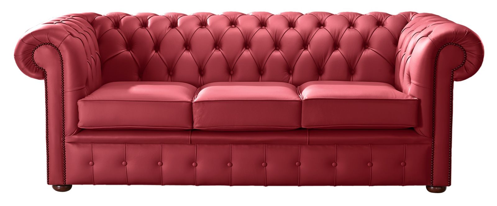 Product photograph of Chesterfield 3 Seater Shelly Cherry Leather Sofa Bespoke In Classic Style from Chesterfield Sofas