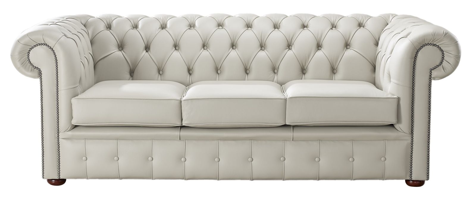 Product photograph of Chesterfield 3 Seater Shelly Cottonseed Leather Sofa Bespoke In Classic Style from Chesterfield Sofas