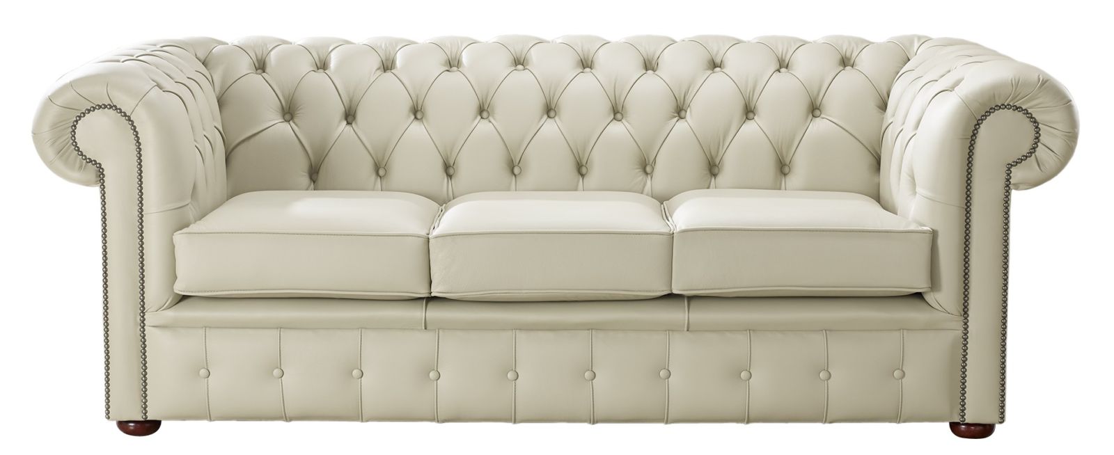 Product photograph of Chesterfield 3 Seater Shelly Cream Real Leather Sofa Bespoke In Classic Style from Chesterfield Sofas