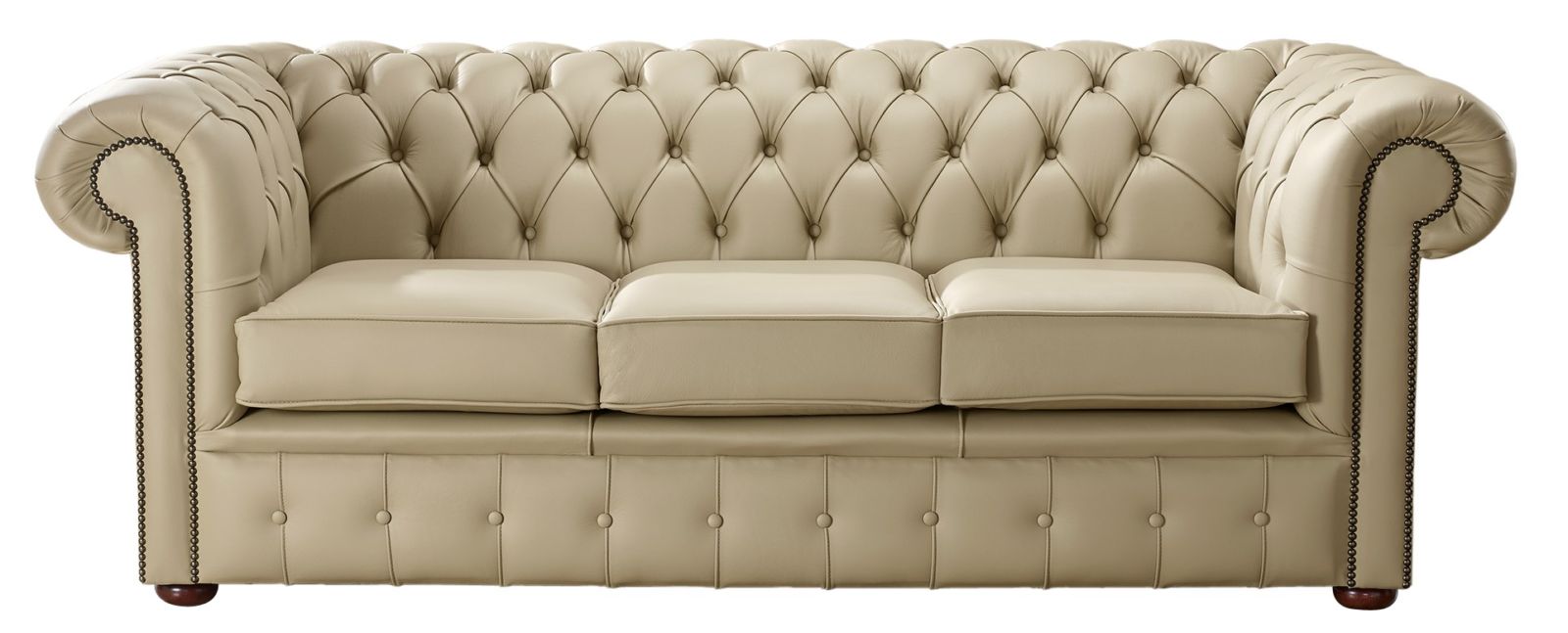 Product photograph of Chesterfield 3 Seater Shelly Dark Beige Leather Sofa Bespoke In Classic Style from Chesterfield Sofas