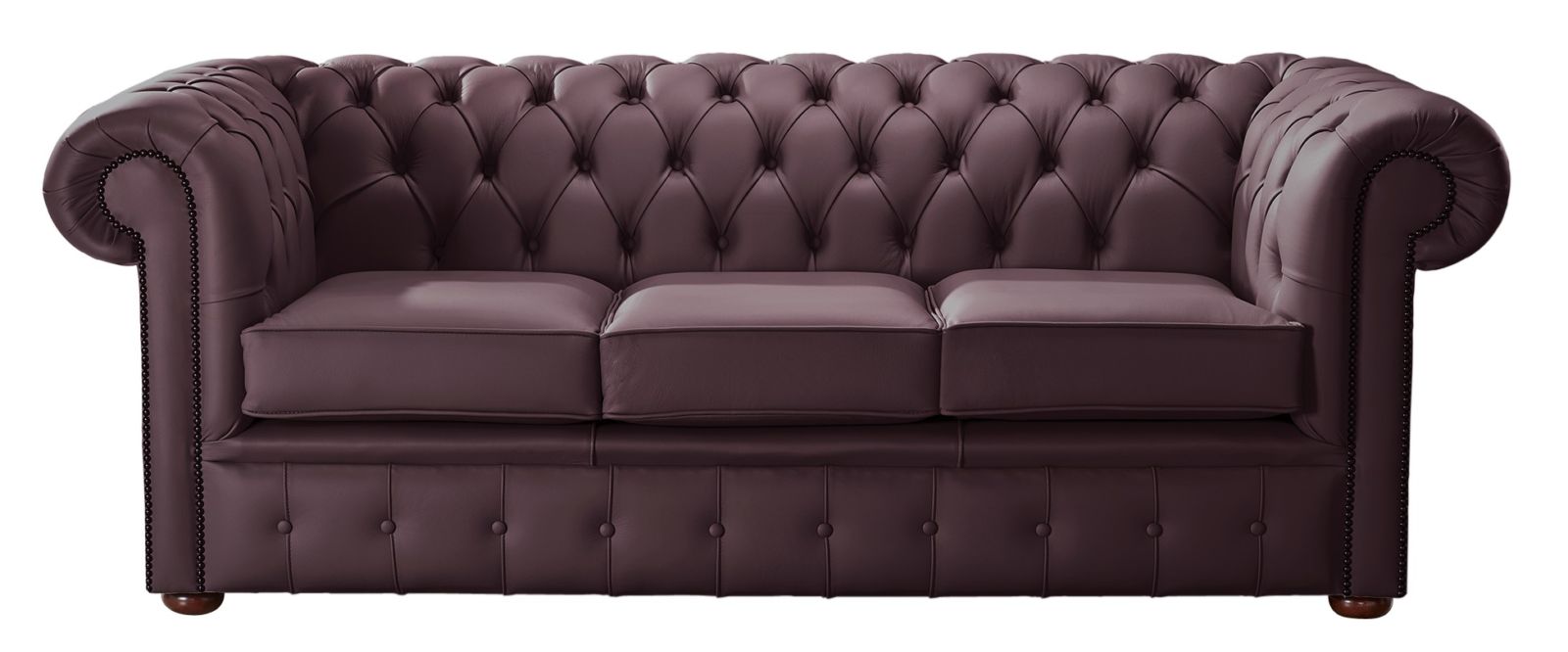 Product photograph of Chesterfield 3 Seater Shelly Dark Grape Leather Sofa Bespoke In Classic Style from Chesterfield Sofas