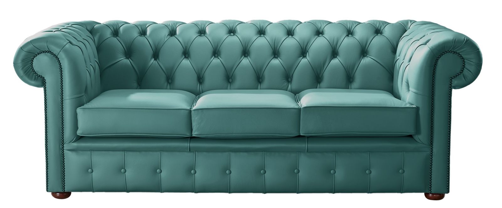 Product photograph of Chesterfield 3 Seater Shelly Dark Teal Leather Sofa Bespoke In Classic Style from Chesterfield Sofas