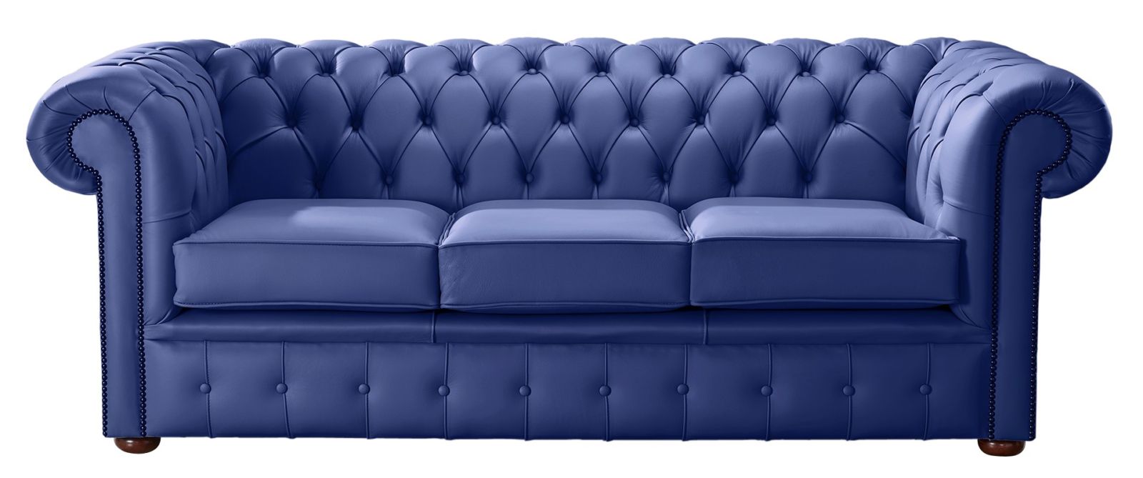 Product photograph of Chesterfield 3 Seater Shelly Deep Ultramarine Blue Leather Sofa Bespoke In Classic Style from Chesterfield Sofas