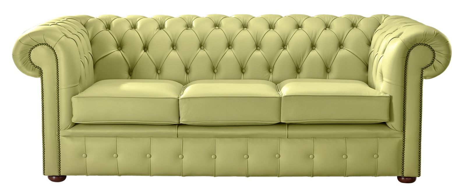 Product photograph of Chesterfield 3 Seater Shelly Field Green Leather Sofa Bespoke In Classic Style from Chesterfield Sofas