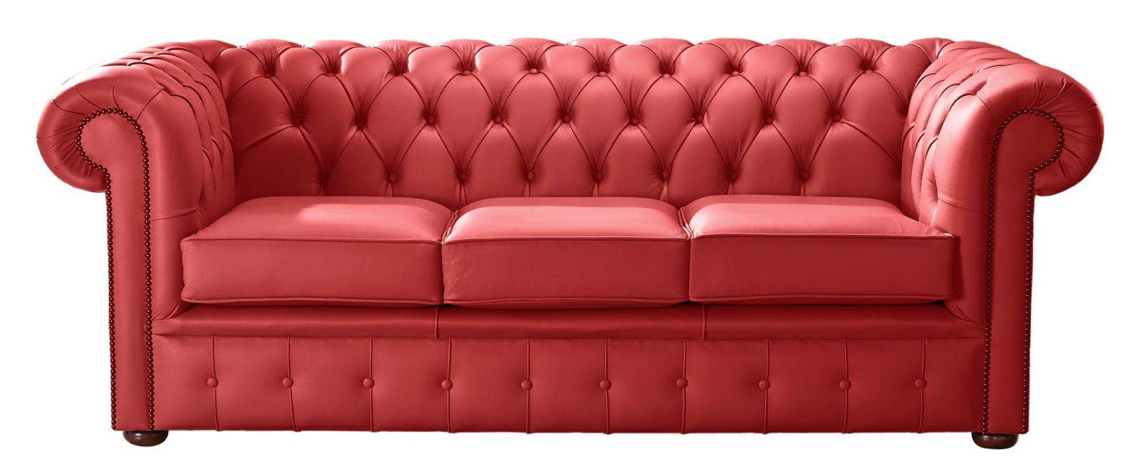 Product photograph of Chesterfield 3 Seater Shelly Flame Red Leather Sofa Bespoke In Classic Style from Chesterfield Sofas