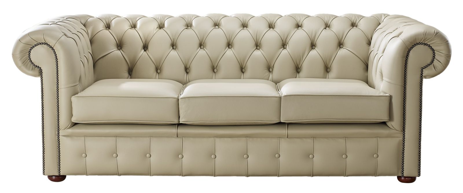 Product photograph of Chesterfield 3 Seater Shelly Ivory Leather Sofa Bespoke In Classic Style from Chesterfield Sofas