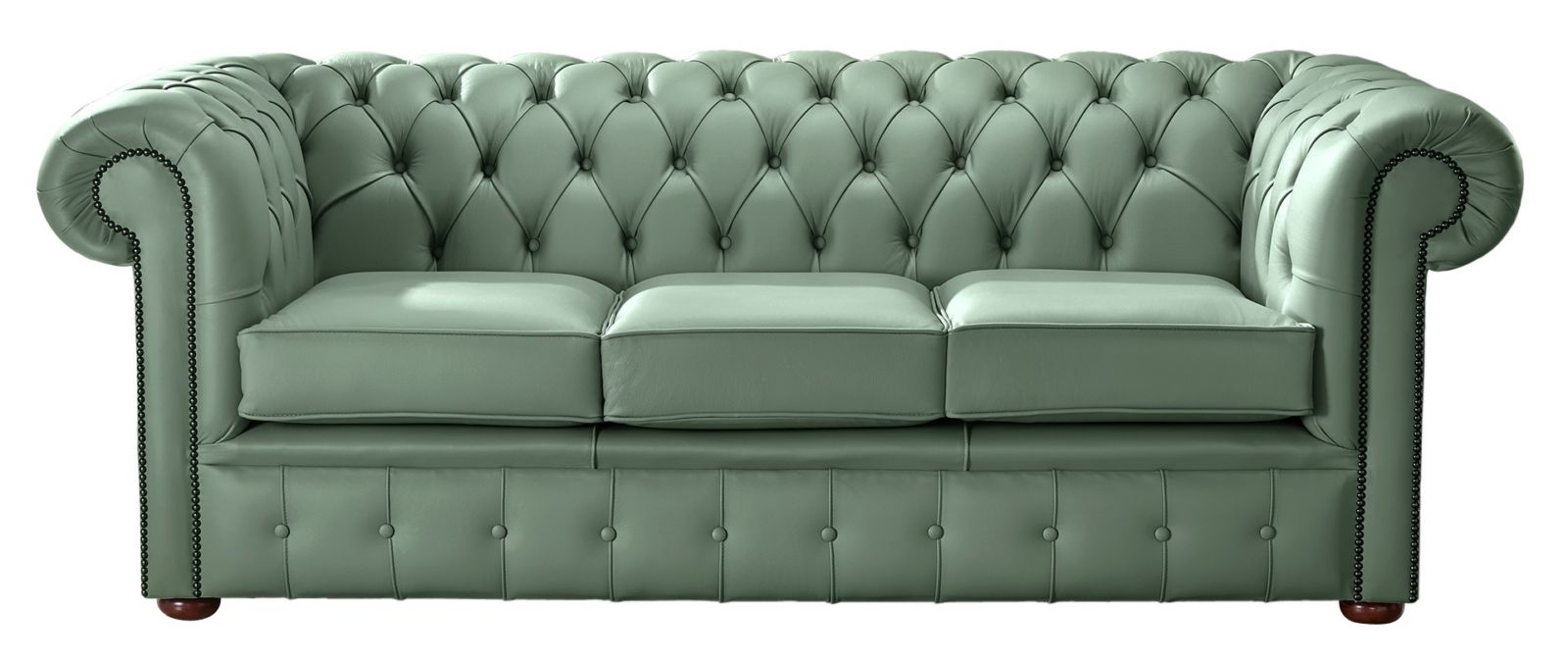 Product photograph of Chesterfield 3 Seater Shelly Lichen Leather Sofa Bespoke In Classic Style from Chesterfield Sofas