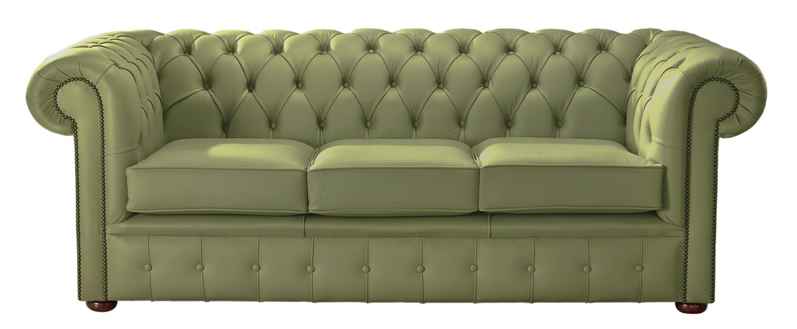 Product photograph of Chesterfield 3 Seater Shelly Mountain Tree Green Leather Sofa Bespoke In Classic Style from Chesterfield Sofas