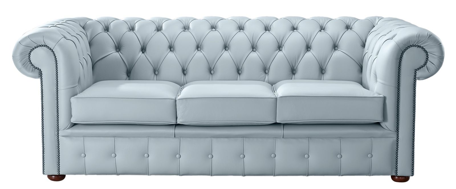Product photograph of Chesterfield 3 Seater Shelly Parlour Blue Leather Sofa Bespoke In Classic Style from Chesterfield Sofas