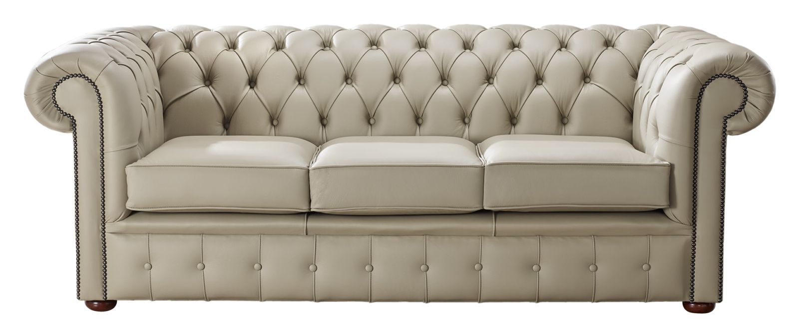Product photograph of Chesterfield 3 Seater Shelly Pebble Leather Sofa Bespoke In Classic Style from Chesterfield Sofas