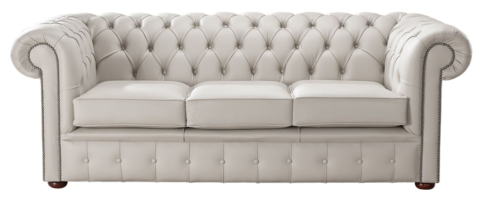 Product photograph of Chesterfield 3 Seater Shelly Rice Milk Leather Sofa Bespoke In Classic Style from Chesterfield Sofas
