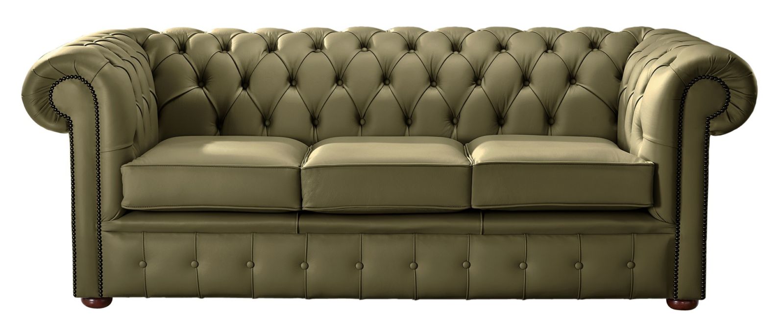Product photograph of Chesterfield 3 Seater Shelly Sage Leather Sofa Bespoke In Classic Style from Chesterfield Sofas