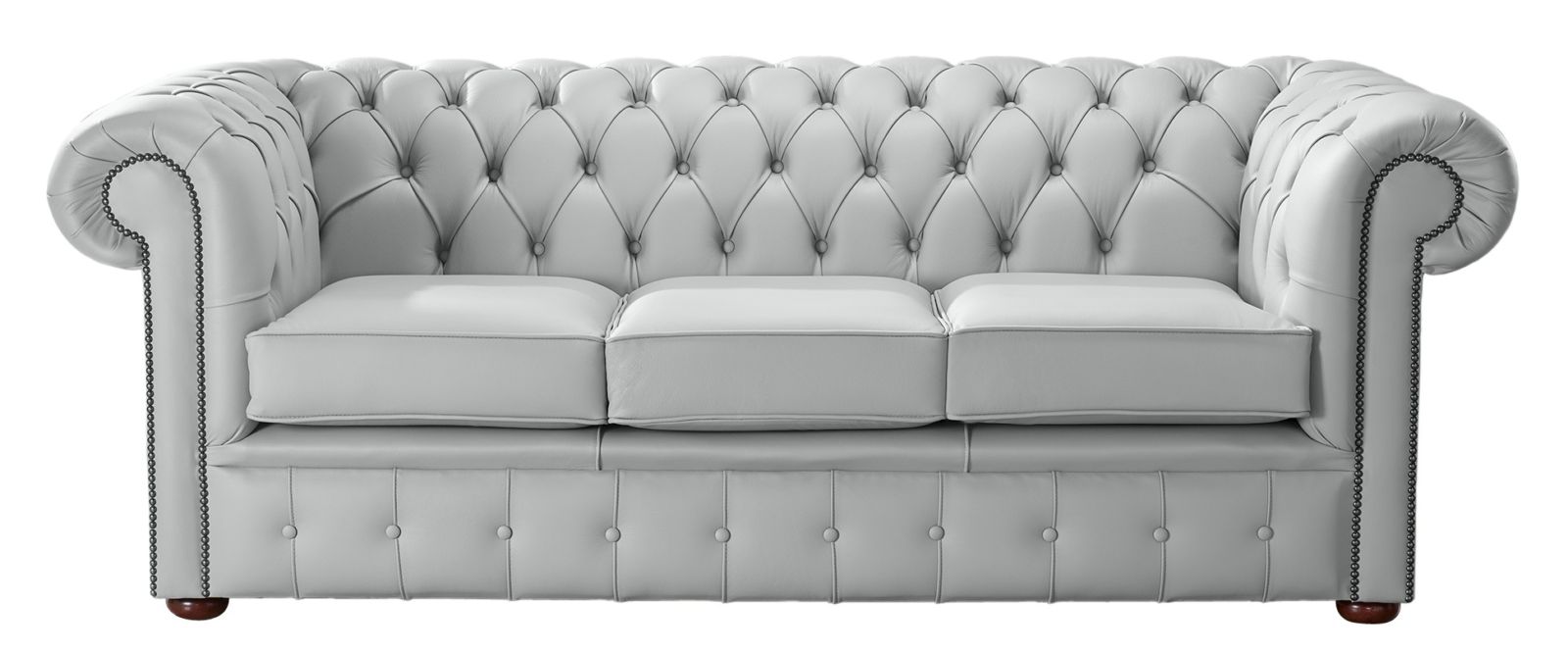 Product photograph of Chesterfield 3 Seater Shelly Silver Grey Leather Sofa Bespoke In Classic Style from Chesterfield Sofas