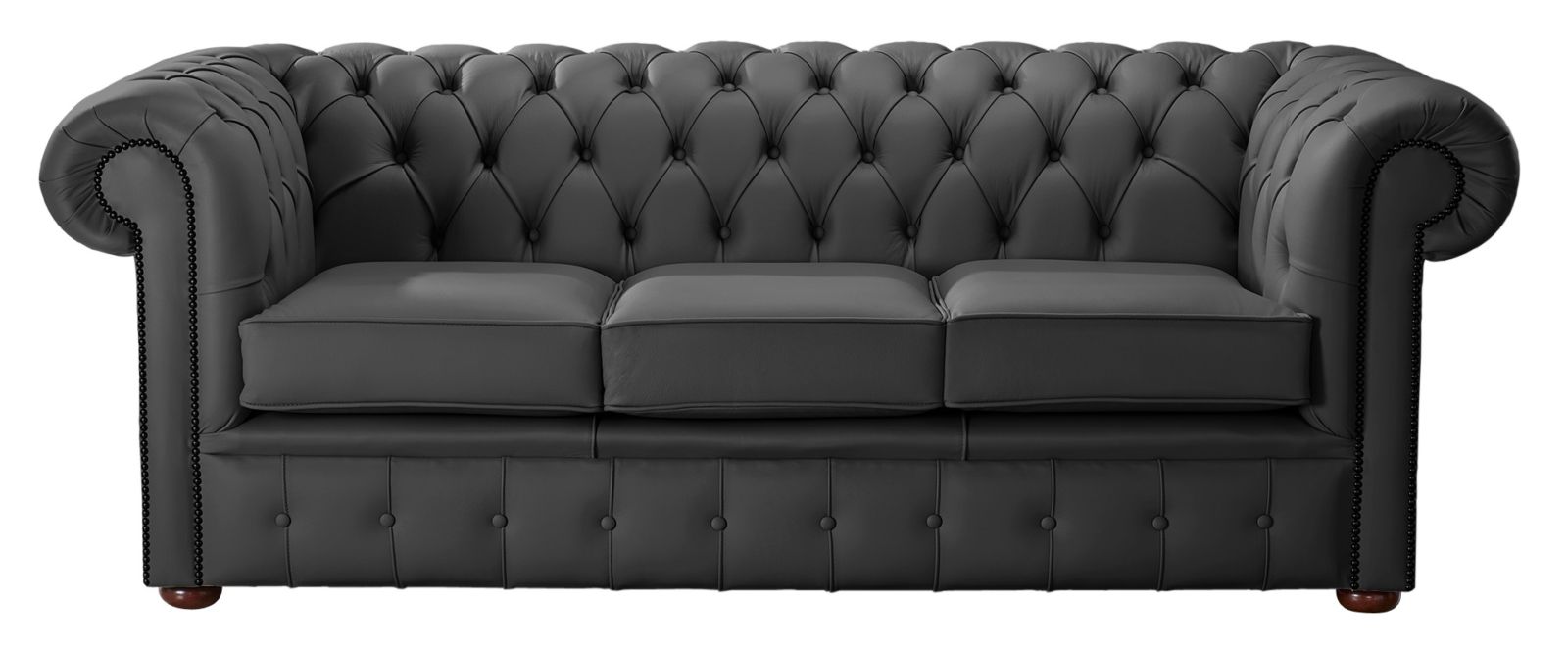 Product photograph of Chesterfield 3 Seater Shelly Steel Leather Sofa Bespoke In Classic Style from Chesterfield Sofas