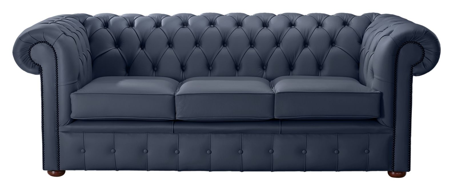 Product photograph of Chesterfield 3 Seater Shelly Suffolk Blue Leather Sofa Bespoke In Classic Style from Chesterfield Sofas