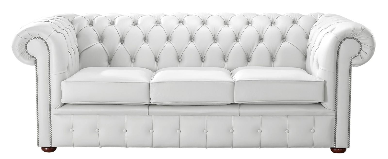 Product photograph of Chesterfield 3 Seater Shelly White Leather Sofa Bespoke In Classic Style from Chesterfield Sofas