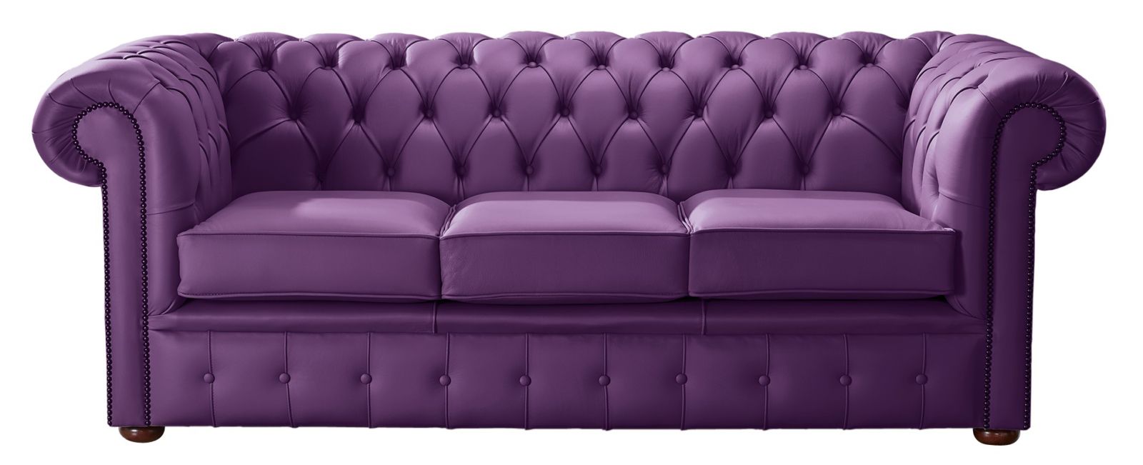 Product photograph of Chesterfield 3 Seater Shelly Wineberry Purple Leather Sofa Bespoke In Classic Style from Chesterfield Sofas