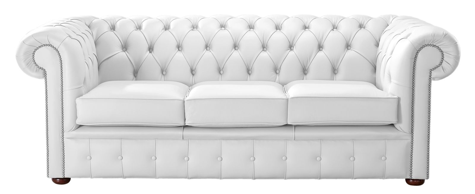 Product photograph of Chesterfield 3 Seater Shelly Winter White Leather Sofa Bespoke In Classic Style from Chesterfield Sofas