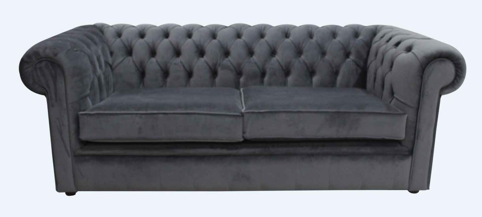 Product photograph of Chesterfield 3 Seater Sofa Amalfi Anthracite Black Velvet Fabric In Classic Style from Chesterfield Sofas