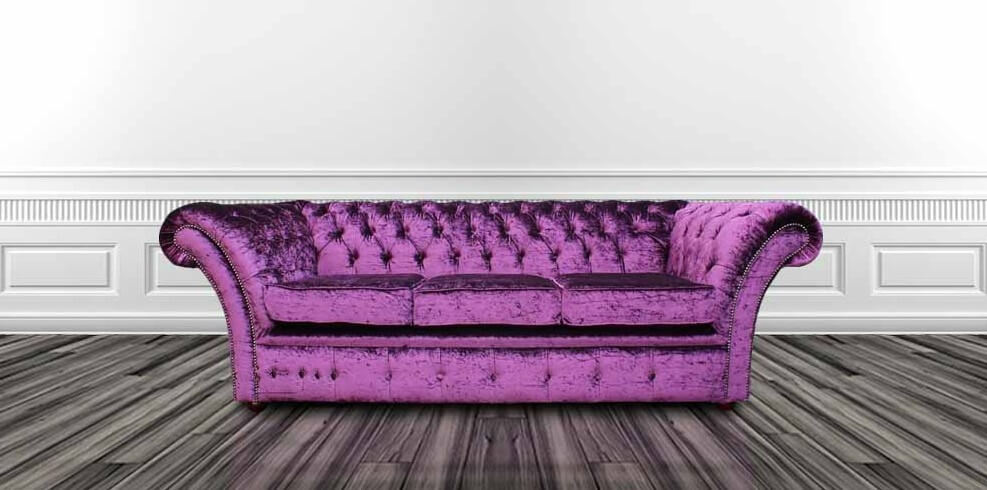 Product photograph of Chesterfield 3 Seater Sofa Boutique Crush Purple Velvet Fabric In Balmoral Style from Chesterfield Sofas
