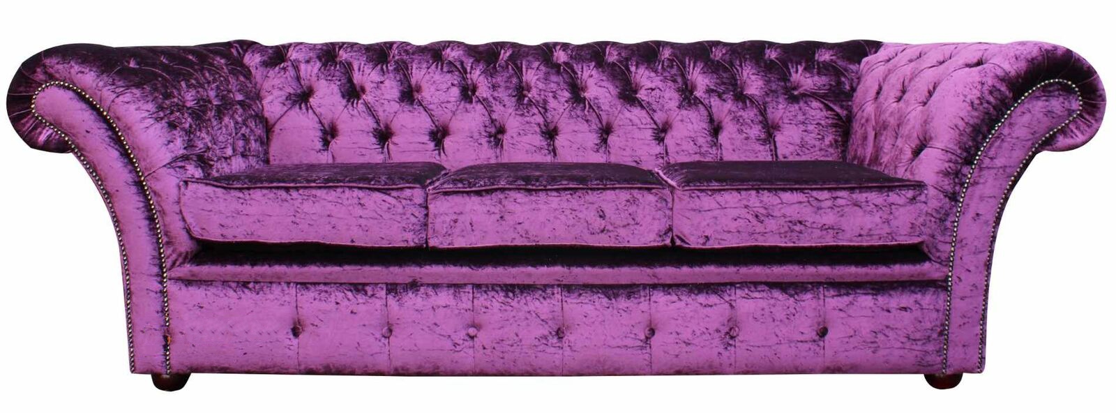 Product photograph of Chesterfield 3 Seater Sofa Boutique Crush Purple Velvet Fabric In Balmoral Style from Chesterfield Sofas.